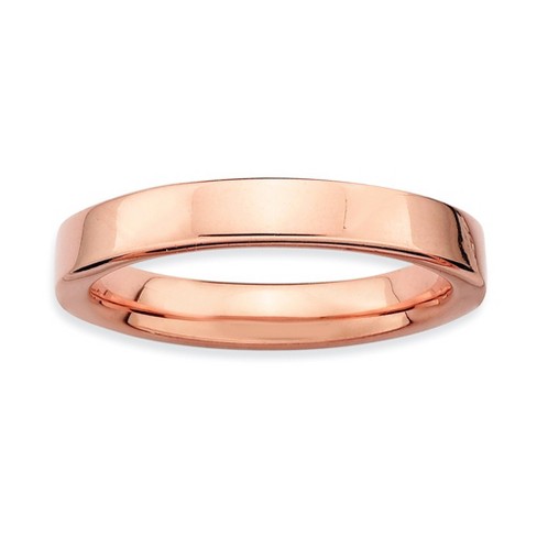 Black Bow Jewelry 14k Rose Gold Plate Sterling Silver Stackable Polished Flat 3.5mm Band - image 1 of 4