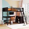 NicBex Full Size Bunk Bed with Desk Loft Bed Pine Bed Frame with Shelves, Inclined Ladder and Guardrails, No Box Spring Required - 2 of 4