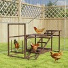PawHut Wooden Chicken Activity Play Set, Chicken Coop Accessory with Feeder Storage, Perch, Swing, Ladder, Platforms for 4-6 Chickens, Coffee - 3 of 4