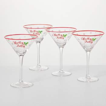 Martini Glass Multicolor 7"H Glass Set of 4