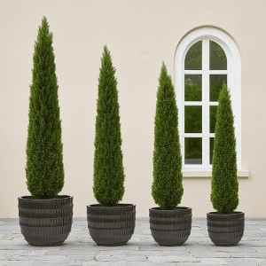 Wooakway 14" Dia Outdoor Indoor Ceramic Planter Pot Decorative Planter with Drainage Hole Patio Flower Pot - 1 of 4