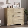 43.3'' Armoire Wardrobe Closet with 4 Drawers and Hanging Rod, Multifunctional Wood 4 Drawers Dresser with Storage Closet, for Home - 3 of 4