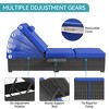 2 Set of Outdoor Chaise Lounge Chairs, Blue Outside Patio Wicker Recliner Rattan Reclining Pool Sunbathing Chair Adjustable Backrest Lounger Furniture - 3 of 4