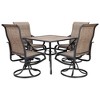 Outsunny 5 Piece Garden Patio Dining Furniture, Outdoor Conversation Set, Dinner Table with Umbrella Hole, 4 Rocking Swivel Chairs, Coffee Bean Brown - 4 of 4