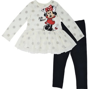 Disney Minnie Mouse Girls Peplum T-Shirt and Leggings Outfit Set Little Kid to Big Kid Sizes (18 Months - 14-16) - 1 of 4