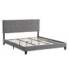 DOMETOUR King Size Upholstered Bed Frame with Tufted Headboard, No Box Spring, Wood Slats, Easy Assembly, Gray - 2 of 4