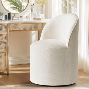 Upholstered Vanity Chair with Casters, Armless Chenille Makeup Chair with Wheels for Bedroom or Dressing Table-Maison Boucle - 1 of 4