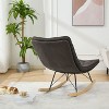 CAVINAS Upholstered Rocking Chair with Wide Backrest and Seat Wood Base, Ergonomic Lounge Chair with Teddy Fabric - 2 of 4