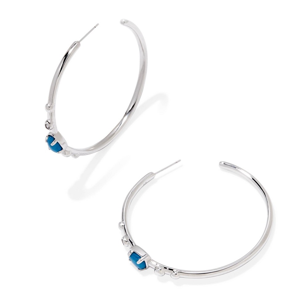 Photos - Earrings KENDRA SCOTT Faye Hoop  - Silver/Teal Jade 