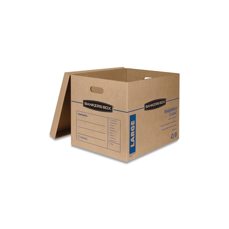 Bankers Box SmoothMove Classic Moving/Storage Boxes, Half Slotted Container (HSC), Large, 17" x 21" x 17", Brown/Blue, 5/Carton, 2 of 8