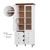 VANIRROR White Display Storage Cabinet, Tall Kitchen Pantry with Glass Door, Adjustable Shelf, Storage Cupboard for Kitchen, Living Room, Dining Room - 3 of 4