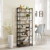 VECELO Folding Bookshelf, 5-Tier Bookcase, Industrial Tall Book Shelf Storage Organizer for Living Room, Brown/Walnut/Antique Brown - 4 of 4