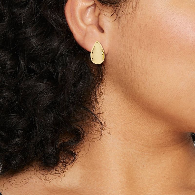 14k Gold Plated Puffed Teardrop Post Earrings - A New Day&#8482; Gold, 3 of 5