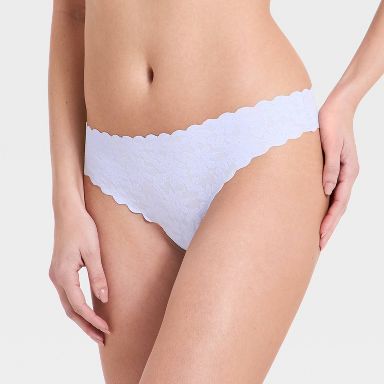 Women's Invisible Edge Solid Lace Thong Underwear - Auden™ Light Blue XS