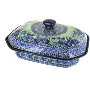 Blue Rose Polish Pottery 665 Ceramika Artystyczna Large Covered Baking Dish - 1 of 2