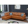 Faux Leather L-Shaped 2-Piece Sectional Sofa with Storage Ottoman, Cup Holders, and Toss Pillows - 2 of 4