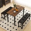 Aukfa Dining Table Set for 4, Wood Kitchen Table & Chair with 2 Upholstered Benches for Breakfast Nook and Small Space, Brown - 3 of 4