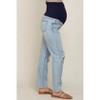 PinkBlush Light Blue Distressed Knee Maternity Jeans - 3 of 4