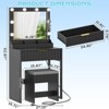 White Particle Board Veneered with Textured Melamine, 1-drawer 3-compartment Dressing Table Set with 8 Three-color Dimmable Bulbs - 2 of 4