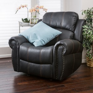 43.25" Wide Faux Leather Manual Glider Recliner Chair, Oversized Reclining Lounge Chair for Living Room, Home Theater, or Study - 1 of 4