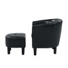 PU Leather Barrel Chair with Ottoman,Modern Accent Armchair Set with Tufted Seat and Round Footstool for Living Room-The Pop Home - 3 of 4