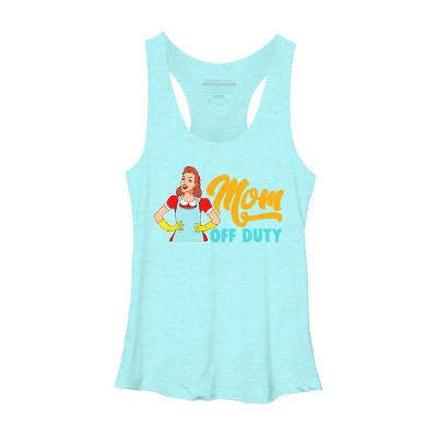 Women's Design By Humans Mom Off Duty Cartoon By savariya Racerback Tank Top