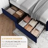Full Size Bed Frame with 4 Storage Drawers and Headboard, Linen Upholstered Platform Bed Frame with Wooden Slats Support, Button Tufted Design, Grey - 4 of 4