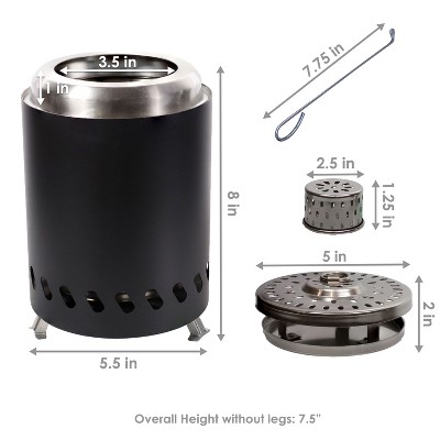 Compact Black Stainless Steel Tabletop Smokeless Fire Pit