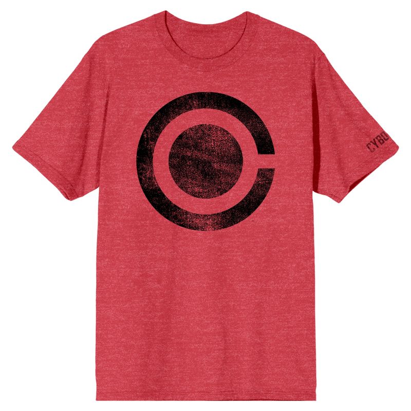 Justice League Black Cyborg Logo Men's Red Heather T-shirt, 1 of 4