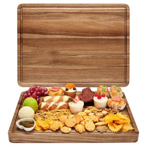 Orieon 20 Inch Large Acacia Wood Cutting Board, Reversible Butcher Block with Deep Juice Groove & Side Handles. - 1 of 4