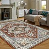 Vintage Area Rugs Machine Washable, Large Rug for Living Room Bedroom, Ultra-Soft Non-Slip Stain Resistant Print Floor Carpet - 2 of 4