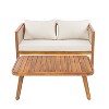 Christopher Knight Home Saelin 2 Piece Modern Outdoor Acacia Wood Conversation Set with Coffee Table and Rope Arm Sofa - 2 of 4