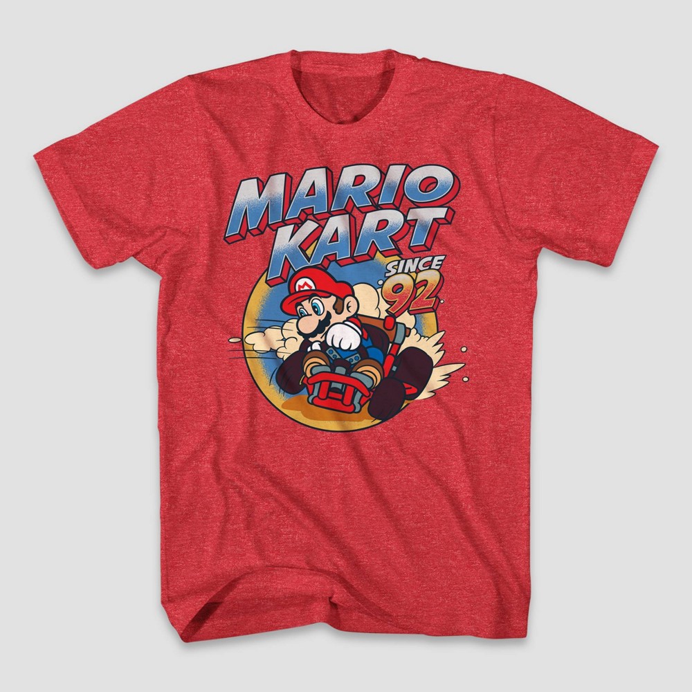 Men's Nintendo Mario Kart Short Sleeve Graphic T-Shirt - Heather Red XL -  83914305