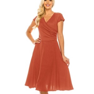 Women's Solid And Print V-neck Skater Dress - 1 of 1
