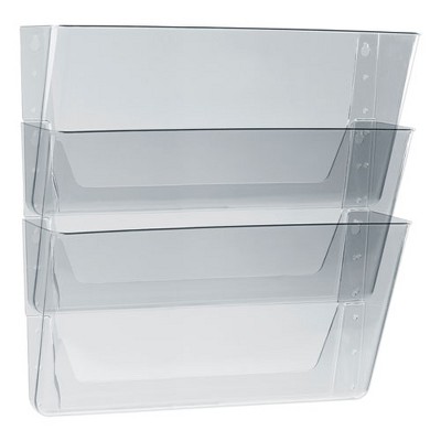 Storex Wall File, 3 Sections, Legal Size 16" x 4" x 14", Clear, 3/Set