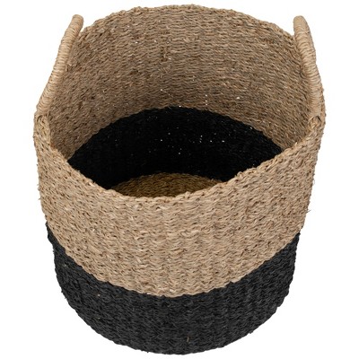 Rustic Seagrass Storage Baskets Beige Round Set of 3
