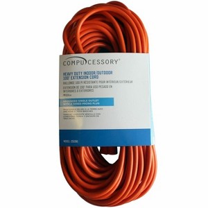 Compucessory Heavy-duty Indoor/Outdoor Extension Cord - 16 Gauge - 125 V AC / 13 A - Orange - 100 ft Cord Length - 1 - 1 of 4