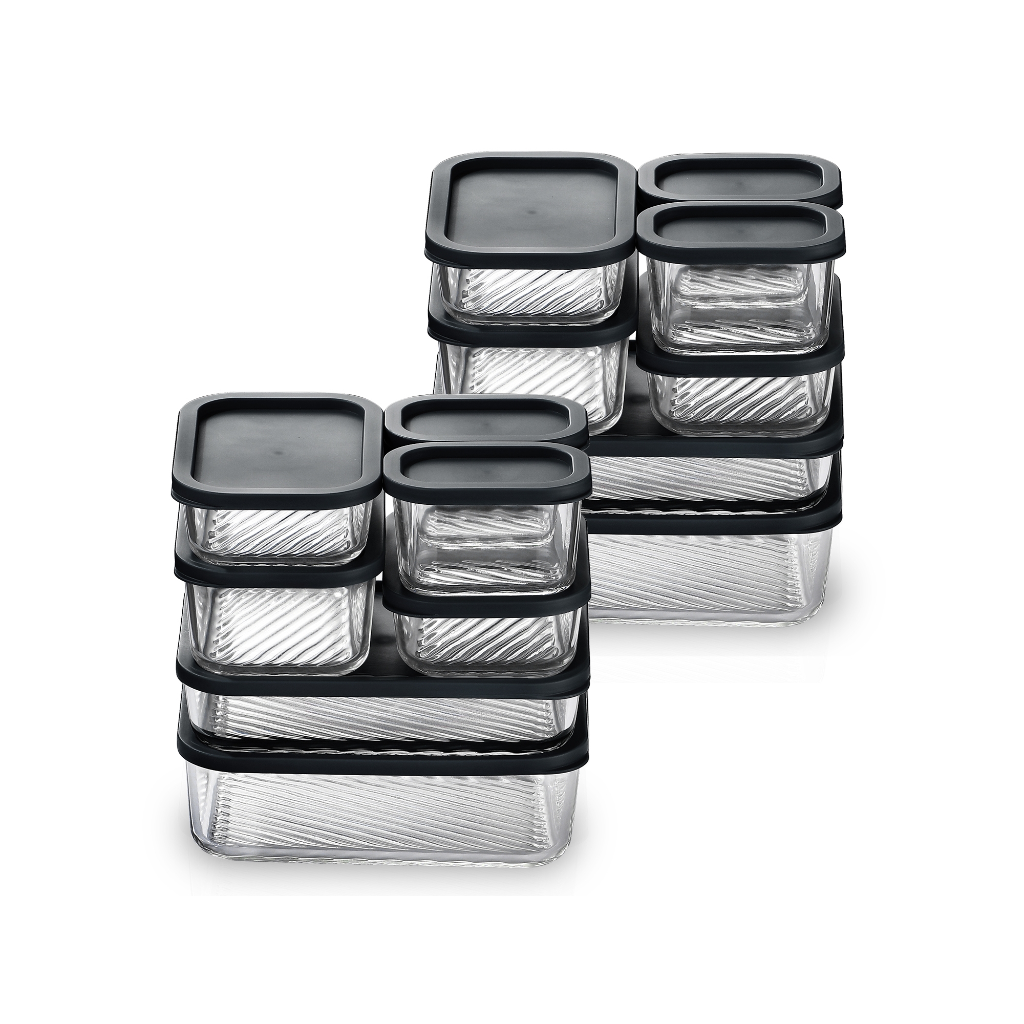 JoyTable Modular Glass Food Storage & Baking Containers – 14-Piece Set, Black Lids