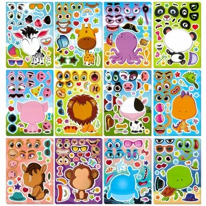Wrapables Make a Face Stickers, Make Your Own Animal, Food, Dress-Up Stickers, DIY Craft Activities, Party Favors (24 Sheets) - 1 of 4