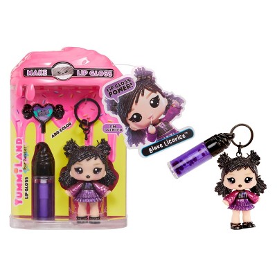 Yummiland Lip Gloss Doll: Sour Sweeties - Blake Licorice Includes DIY Lip Gloss + Removable Keychain