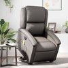 vidaXL Gray Real Leather Power Lift Massage Recliner - Electric Motor Stand-Up Armchair, Manual Tilt, Vibration Massage, Foam Padded - 2 of 4