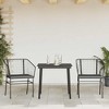 vidaXL 3 Piece Patio Dining Set with Cushions - Black Poly Rattan Furniture for Garden/Backyard - 4 of 4