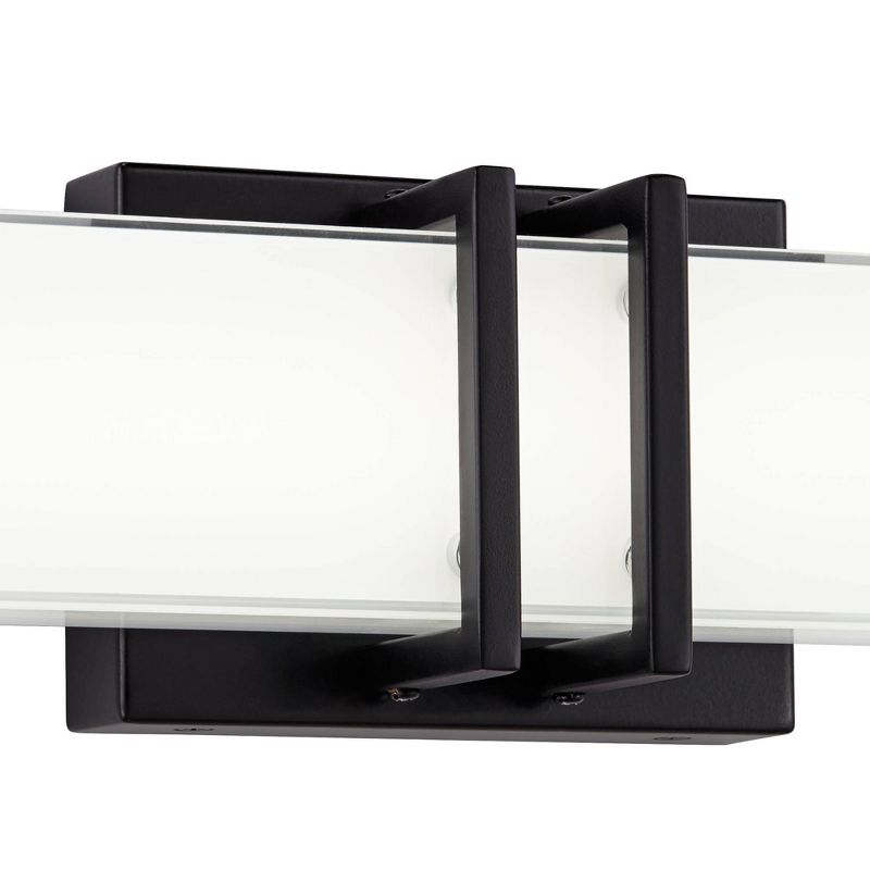 Possini Euro Design Exeter Modern Wall Light Black Hardwire 24" Light Bar LED Fixture White Glass Shade for Bedroom Bathroom Vanity Living Room House, 3 of 9