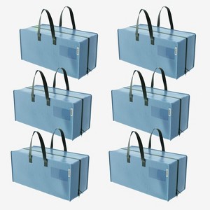 6 Pack Extra Large Moving Bags Zippers & Carrying Handles Backpack Straps, Heavy-Duty Storage Tote Bags - 1 of 4