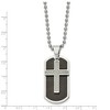 Chisel Stainless Steel Black and Grey Carbon Fiber Inlay 2 Piece Cross Dog Tag on a 24" Ball Chain Necklace - 4 of 4