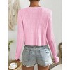 BLUEMING Summer Cardigan Sweaters for Women Cropped Lightweight Front Tie Cardigan with Eyelet Knit Rib Texture Caridigan - 4 of 4