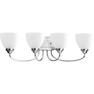 Progress Lighting Heart Collection 4-Light Bath Bracket, Polished Chrome, Etched Glass Shades
