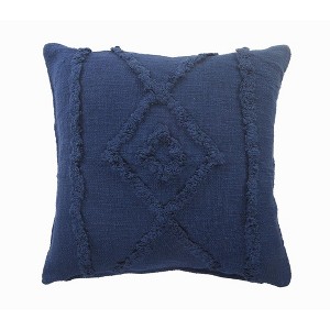 HomeRoots 20" Navy Blue And Dark Blue Cotton Geometric Throw Pillow - 1 of 4