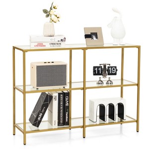 Costway 3-tier 39.5'' Narrow Glass Console Sofa Entryway Table for Hallway, Living Room - 1 of 1
