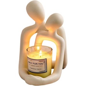 Romantic Couple Figurines Statue, Hugging Couple Sculptures, Modern Aesthetic Home Decorations for Bedroom Living Room Desktop Bookshelf Coffee Table - 1 of 4